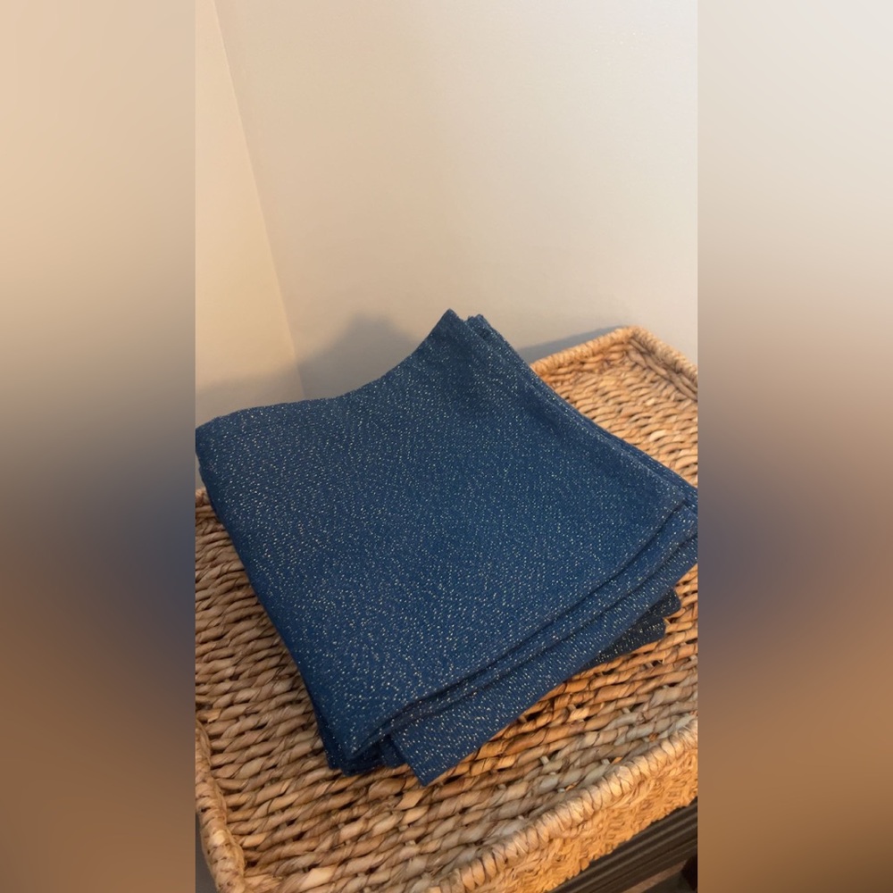 11- Blue Sparkle Square Cloth Napkins